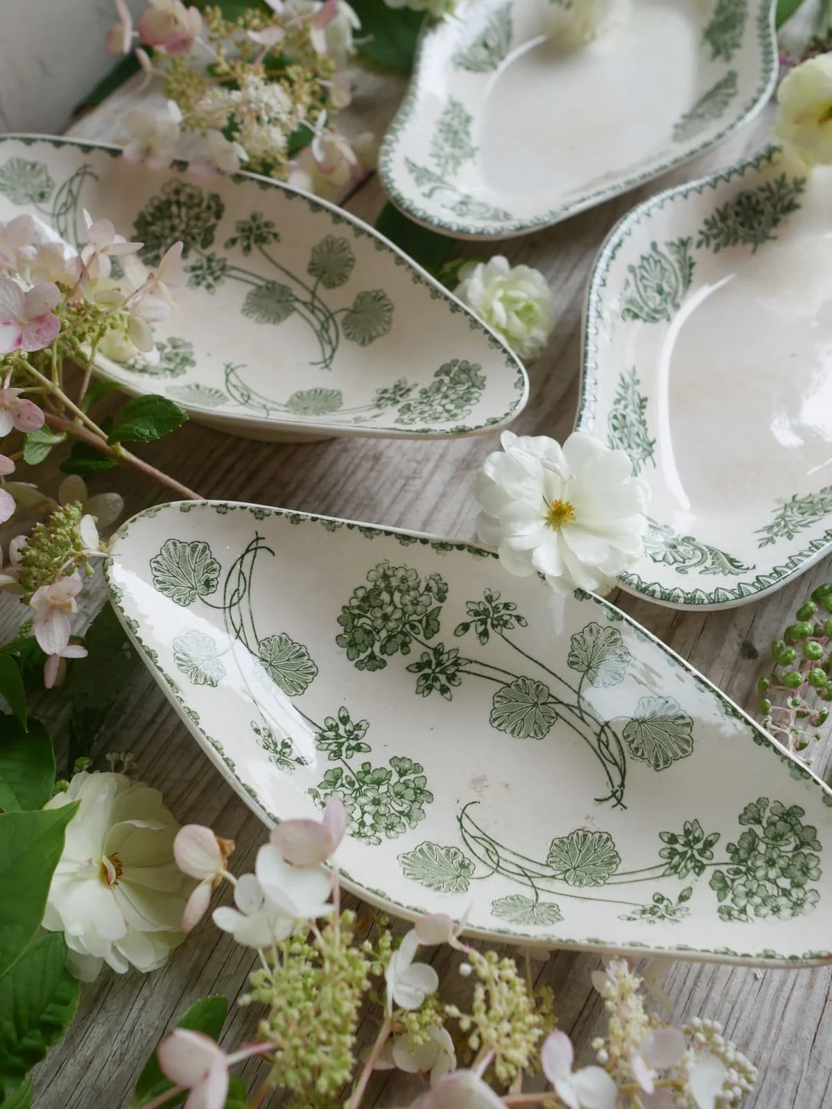 Antique French Ravier Dishes | Sarreguemines Gien Terre de Fer Relish Serving Plates