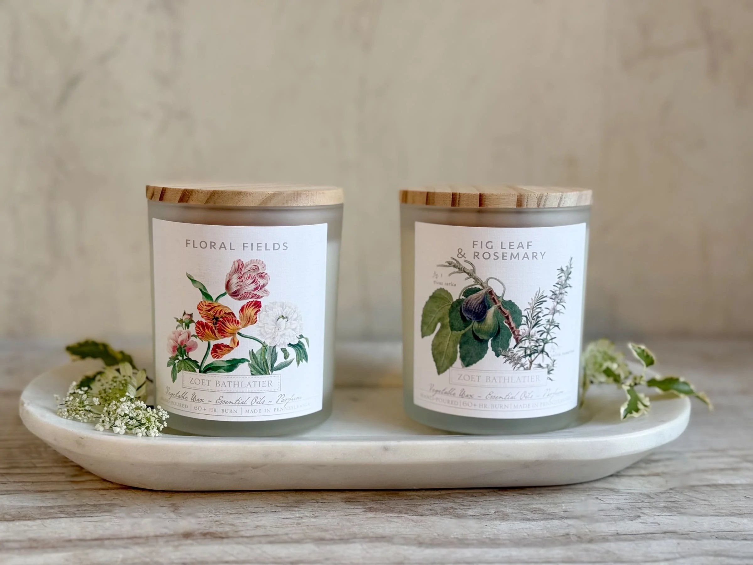 all natural scented candle rosemary fig floral fragances
