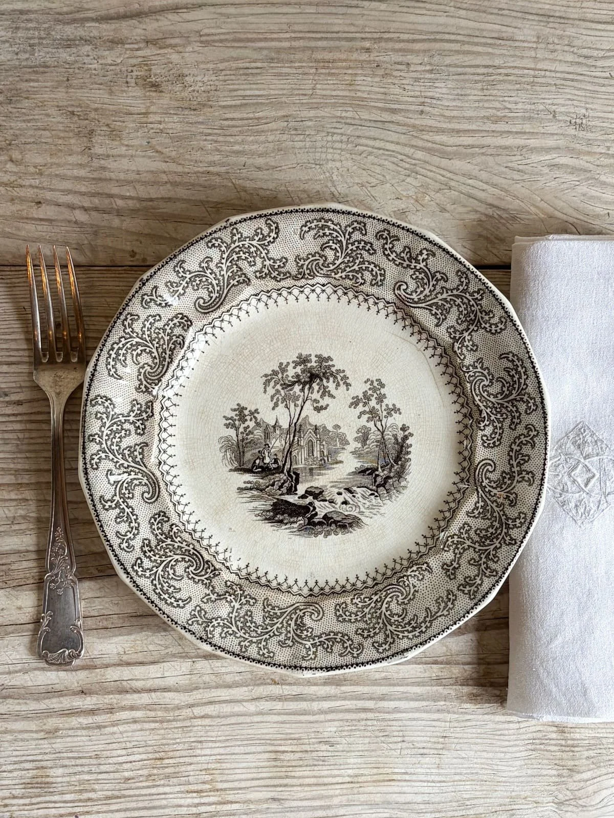 English Ironstoner: Black Transferware Plate