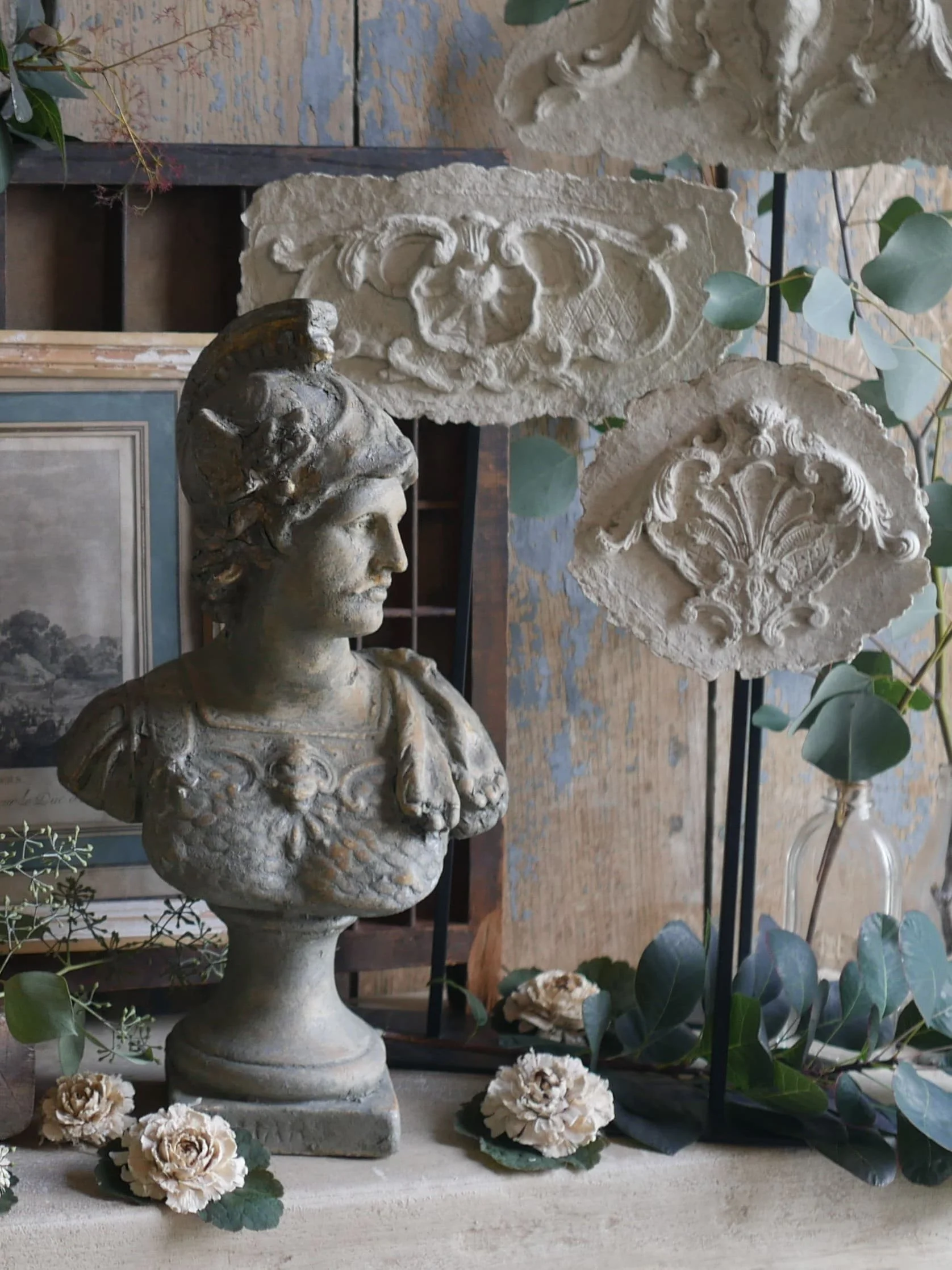 French Vintage Goddess Bust Sculpture - Minerva / Athena Statue