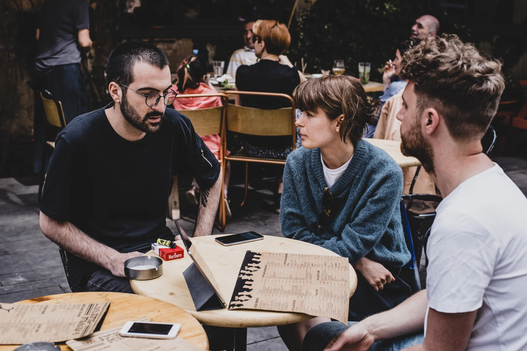 Interviewing Alexander Gabrichidze of KHIDI alongside Najaaraq Vestbirk, aka Courtesy, Tbilisi, May 2018. Photograph: Kasia Zacharko