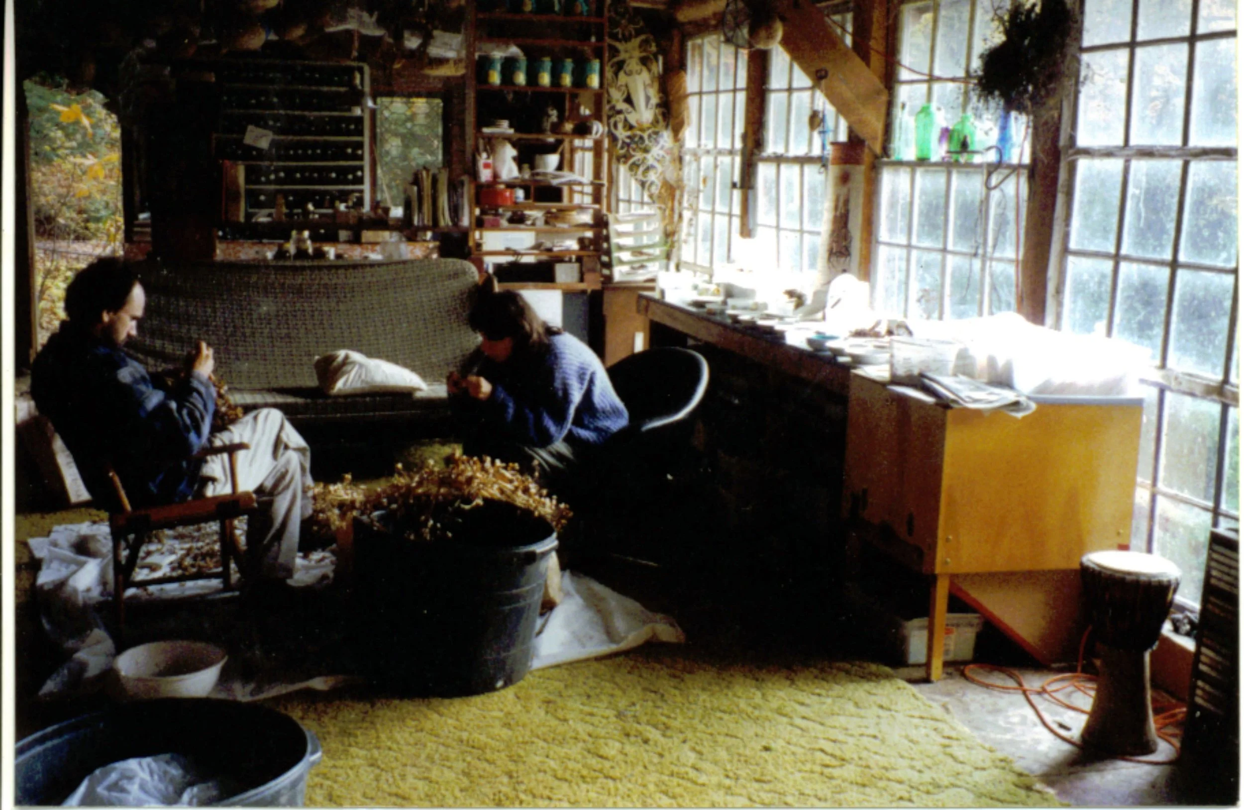 2000 cleaning herbs in pavil.JPG