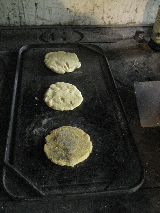 Tortillas on the wood stove griddle