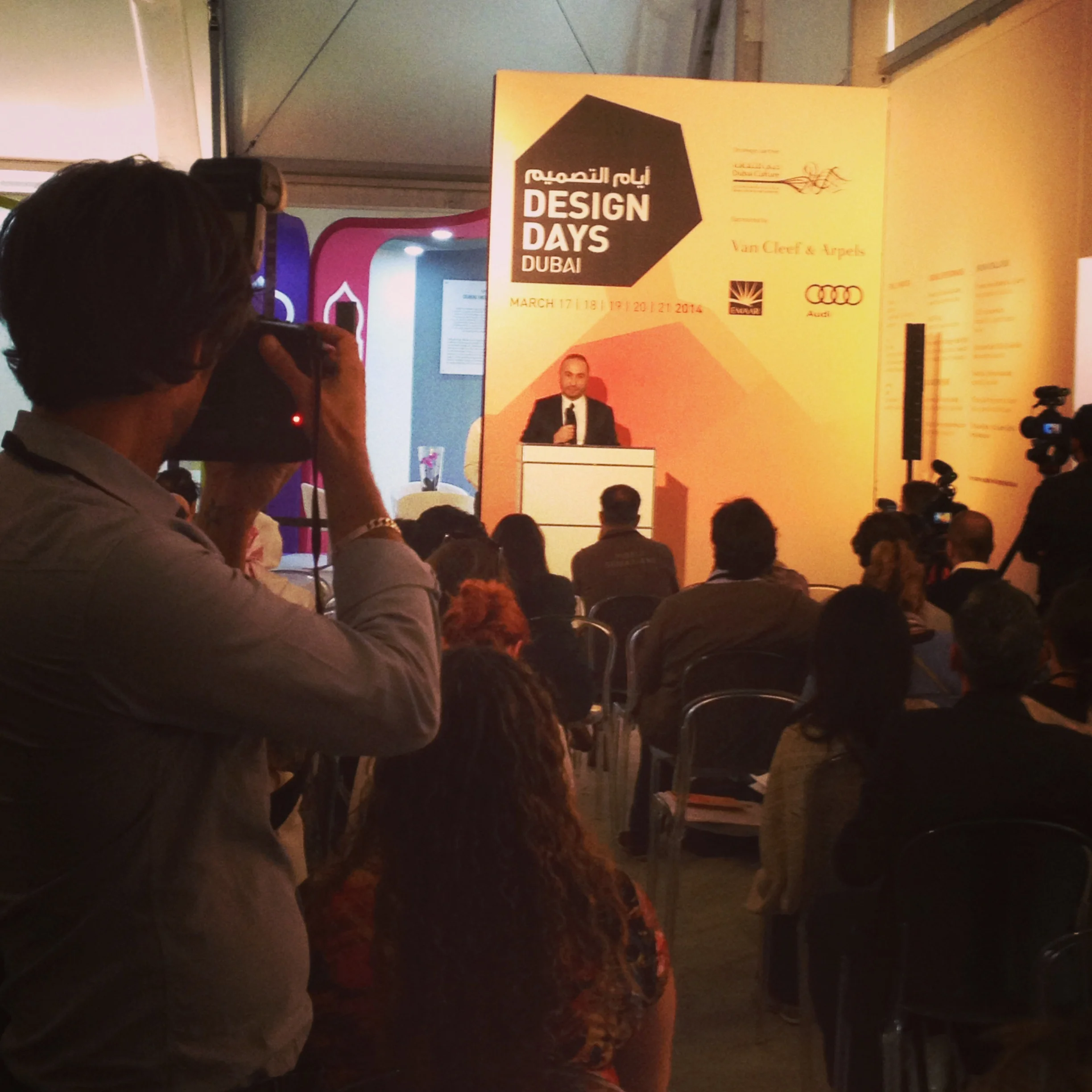 Design Days Dubai Director Cyril Zammit talking at the press opening