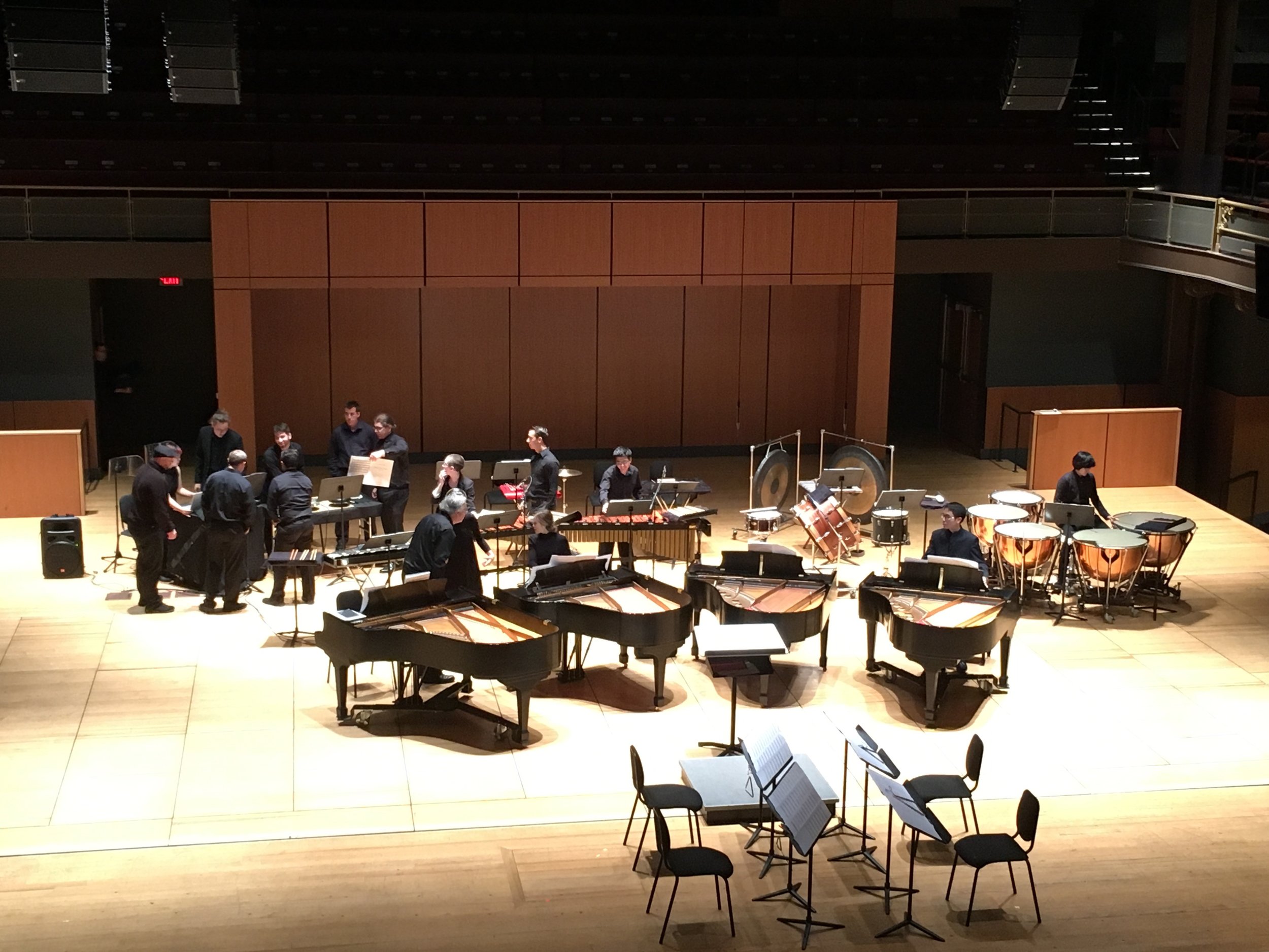 Figure SEQ Figure \* ARABIC
2 Setting up for a performance of the Antheil the evening before the recording session.