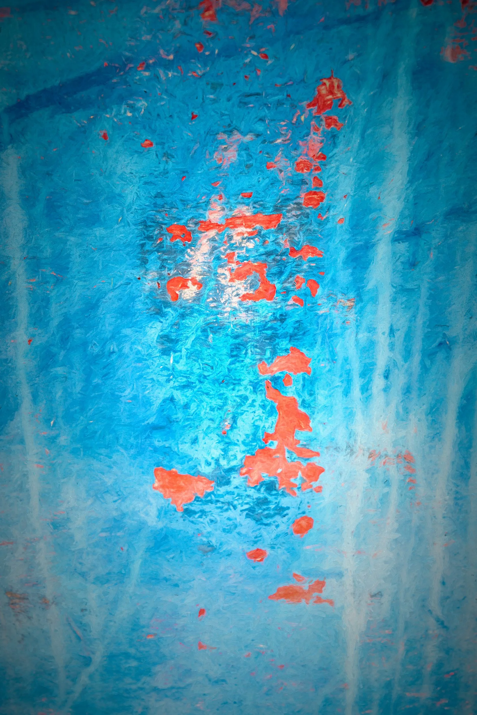 Time and Tide 1.  What looks like an abstract painting is in fact the effect of the elements on the paintwork of an old wooden boat at Ballylumford Harbour.