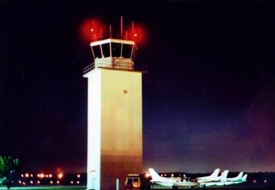 Smyrna Control Tower with Observation Lights on - Smyrna / Rutherford County Airport Authority