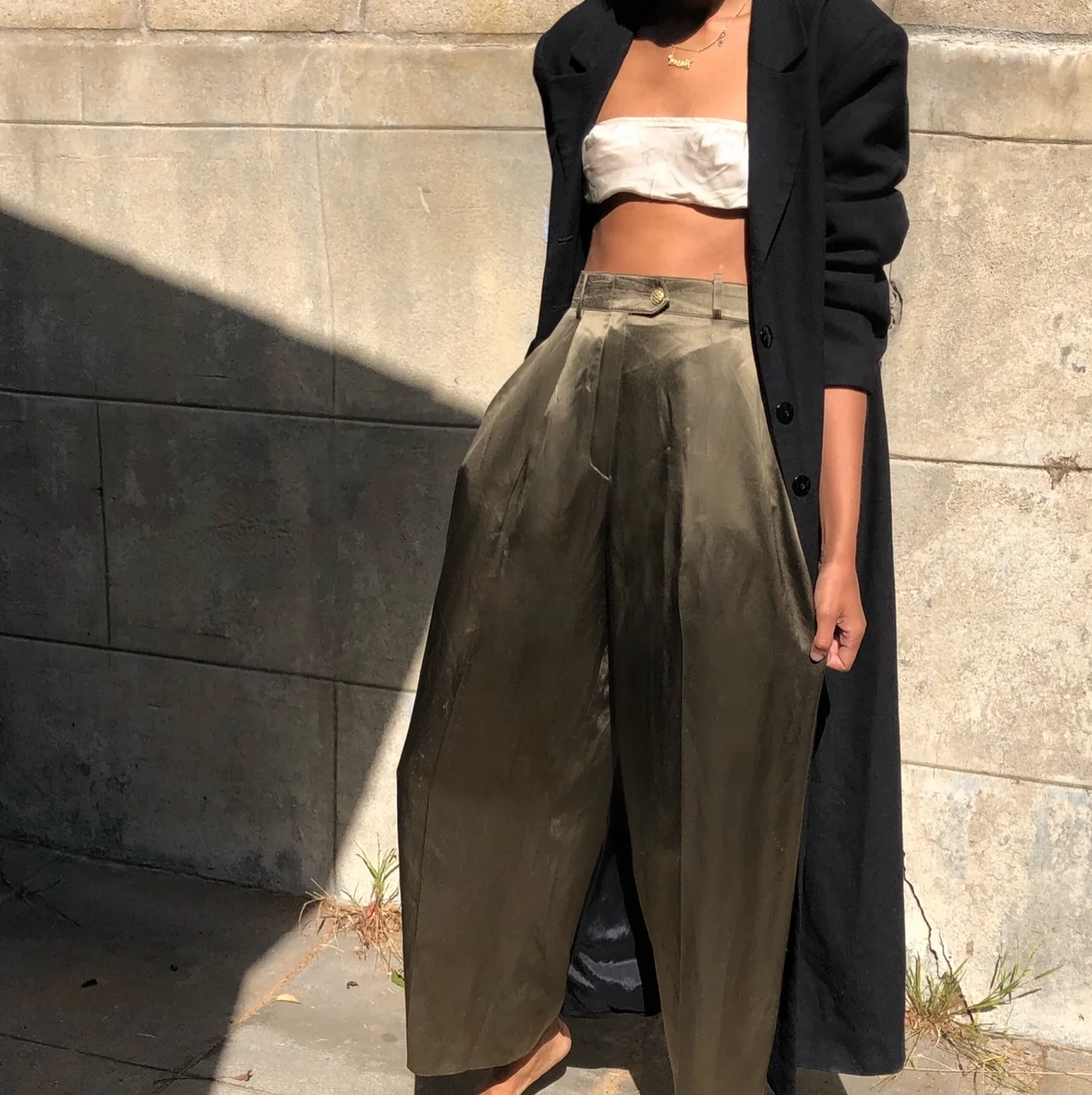 Vintage ESCADA Olive 100% Silk Trousers 