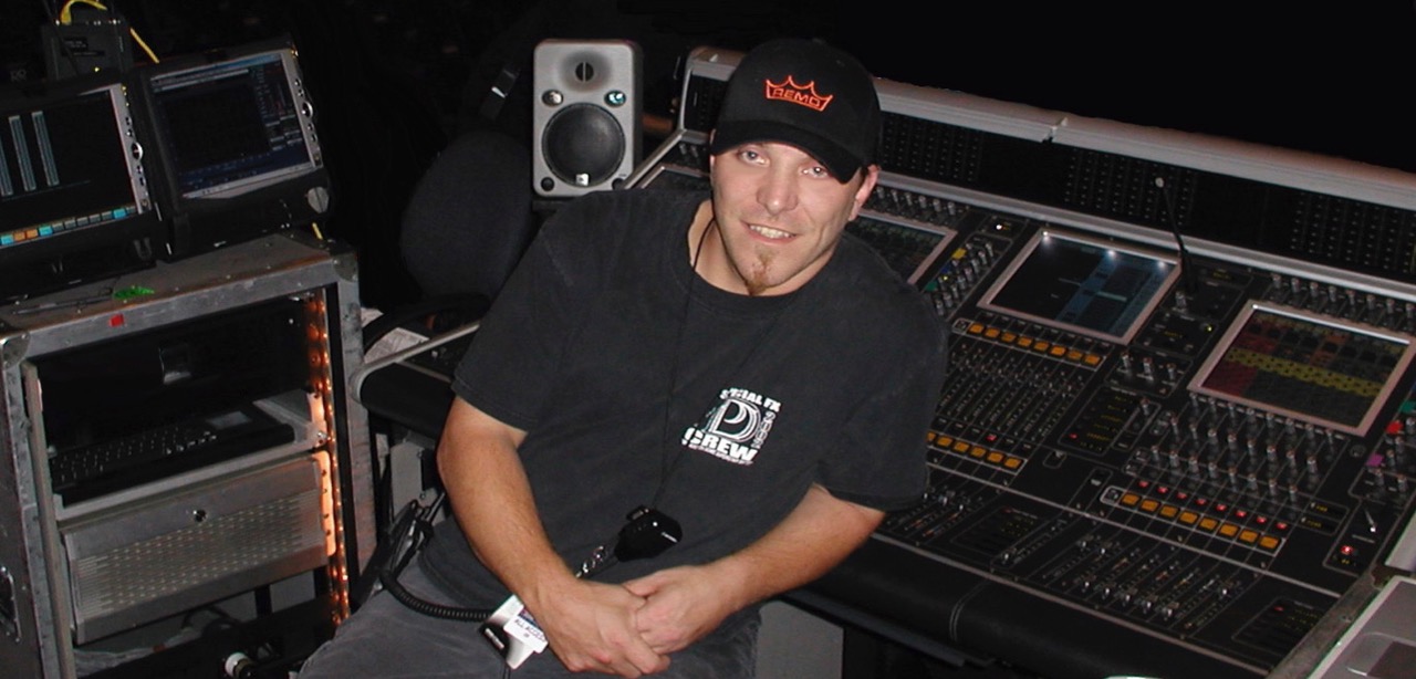 Mixing FOH for Justin Timberlake, 2003.