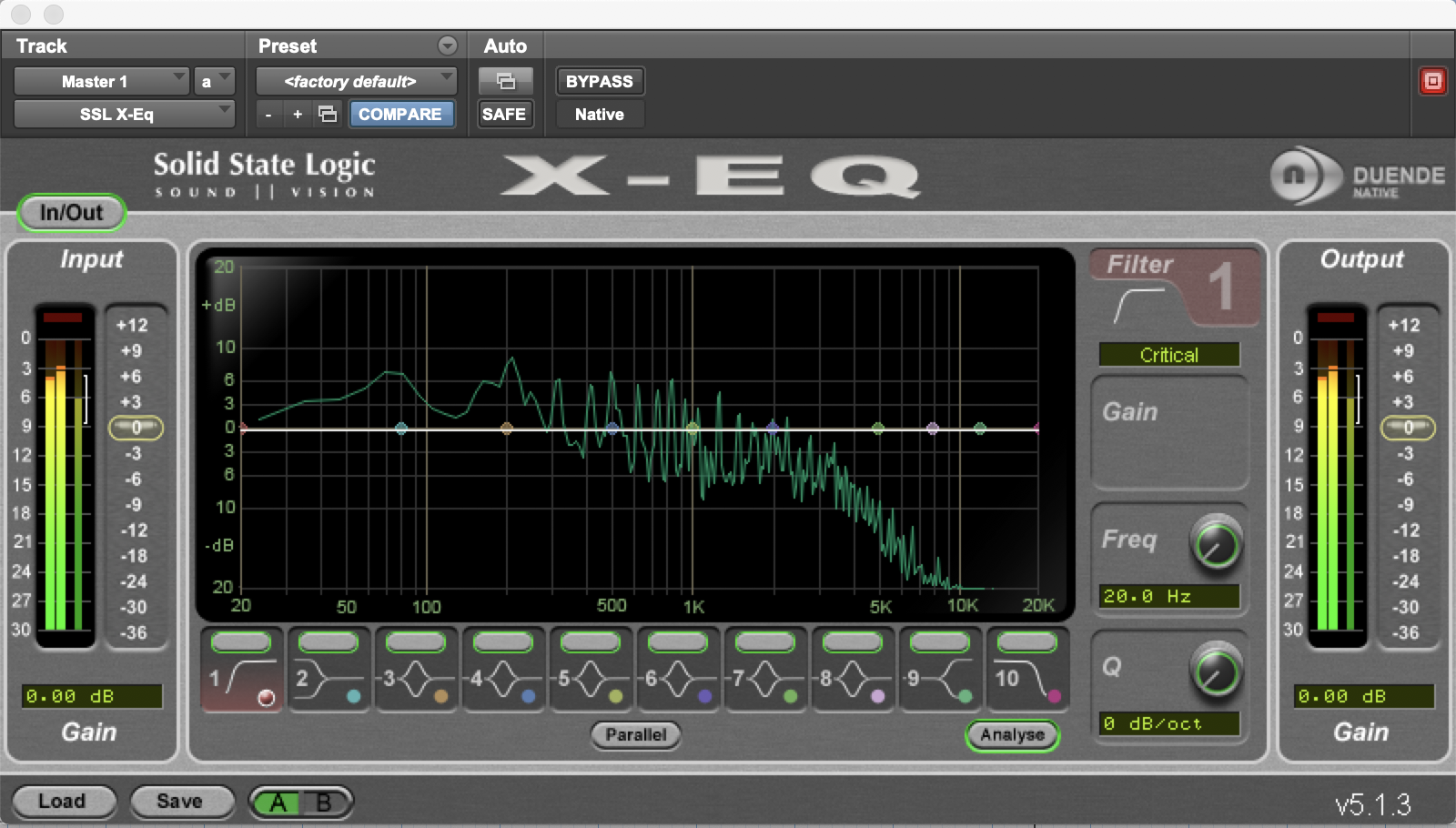 Built in analyser in the SSL EQ plugin
