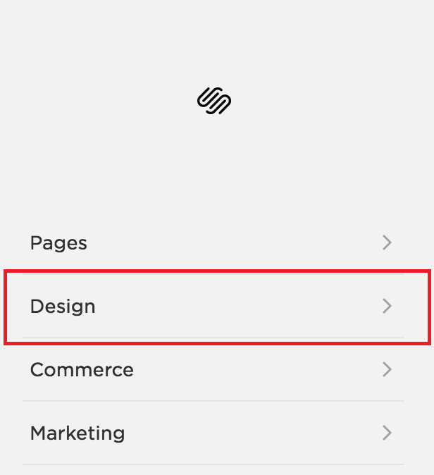 Squarespace Design menu