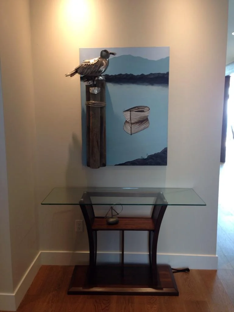 Seagull at Sidney Pier, 30x40 Acrylic & Steel on Wood Panel, SOLD