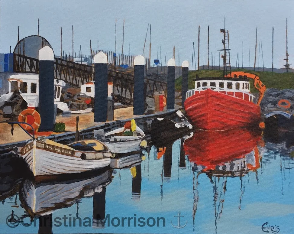Howth Harbour - Acrylic on Canvas, 20x16, $425