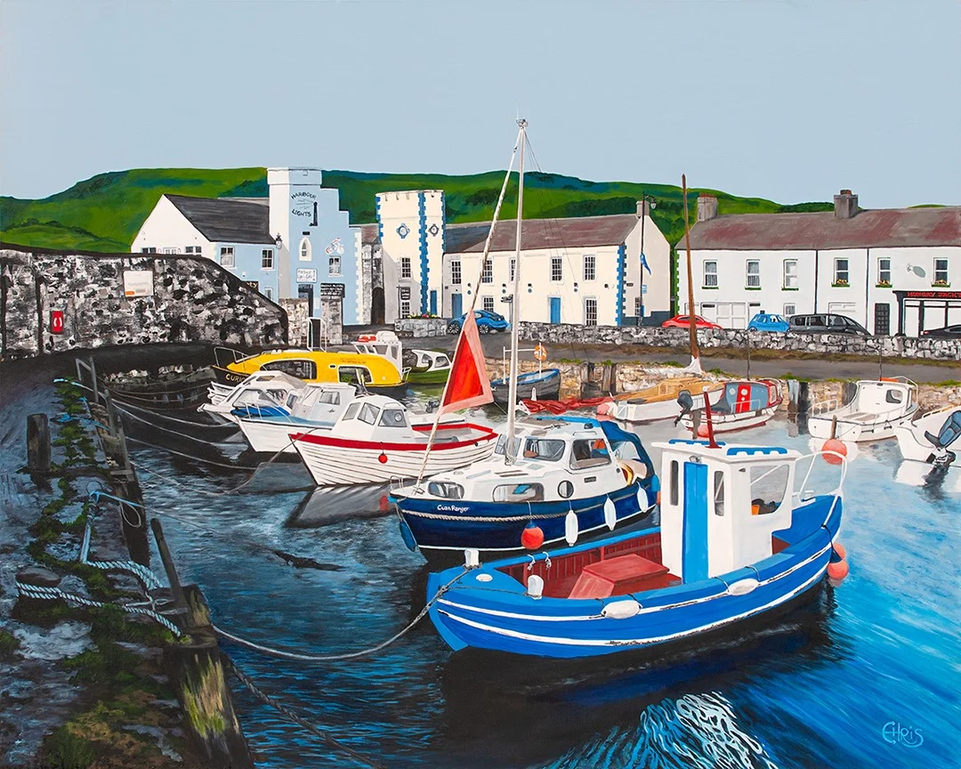 Carnlough Harbour, Ireland, Acrylic on Canvas, 5ftx4ft, $SOLD