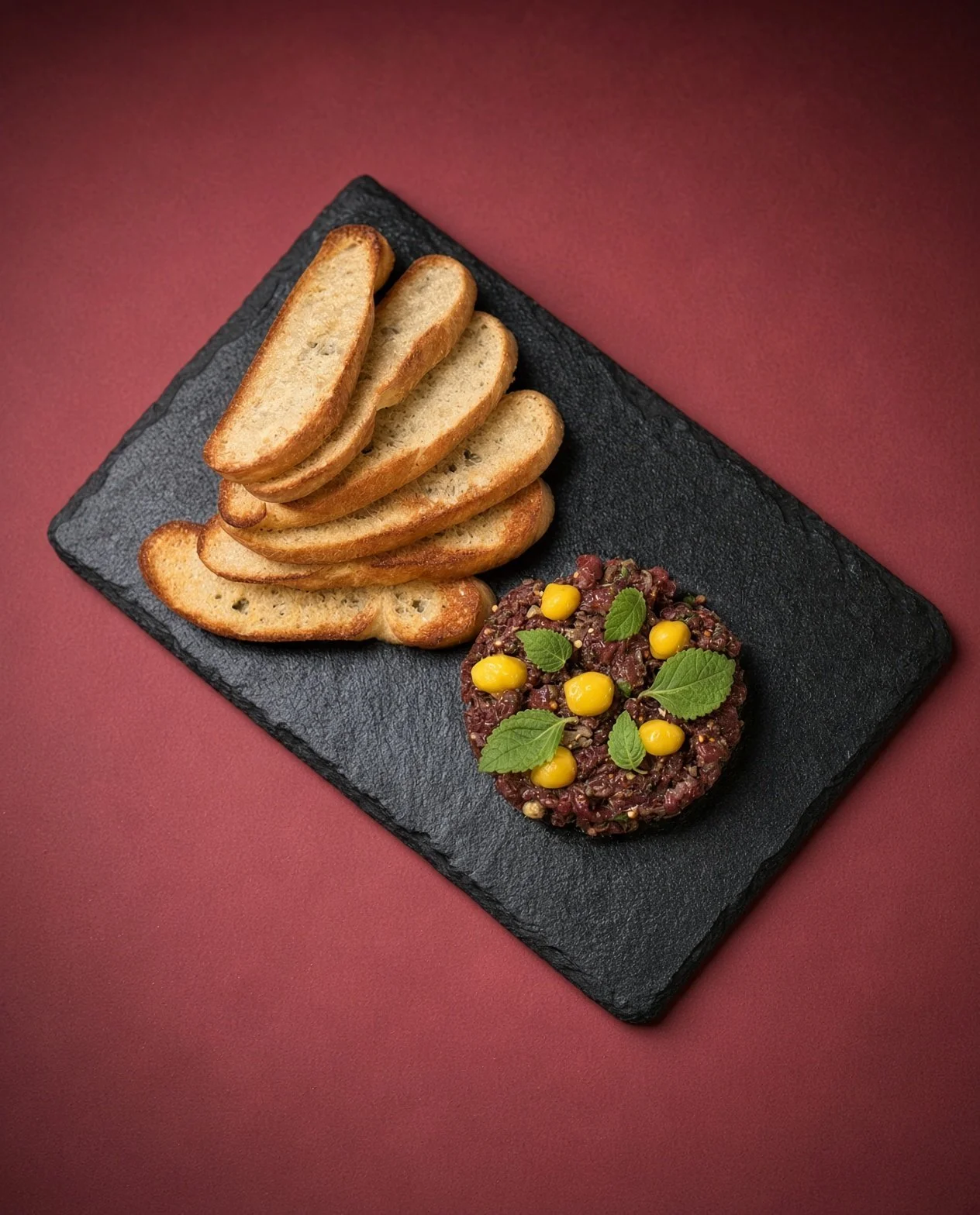 Venison and truffle tartare with toasted bread at Hunter &amp; Co., London, Ontario