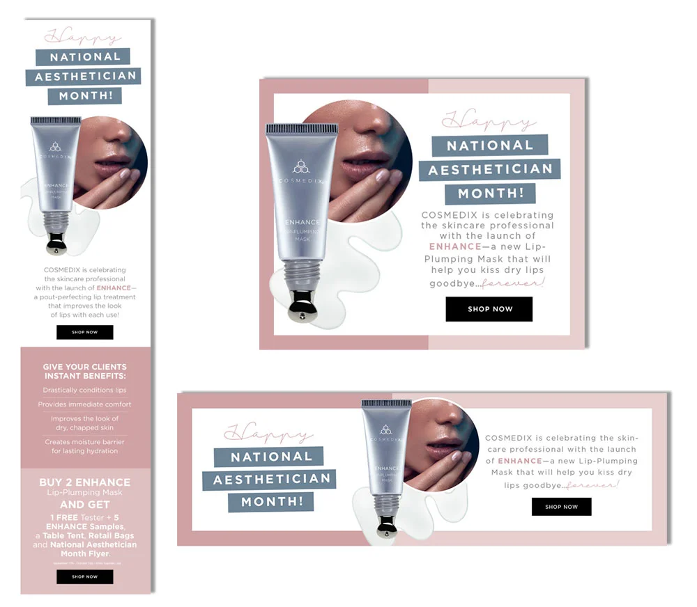 ENHANCE + NAM email (left), Mobile Web Banner (top right), Web Banner (bottom right)