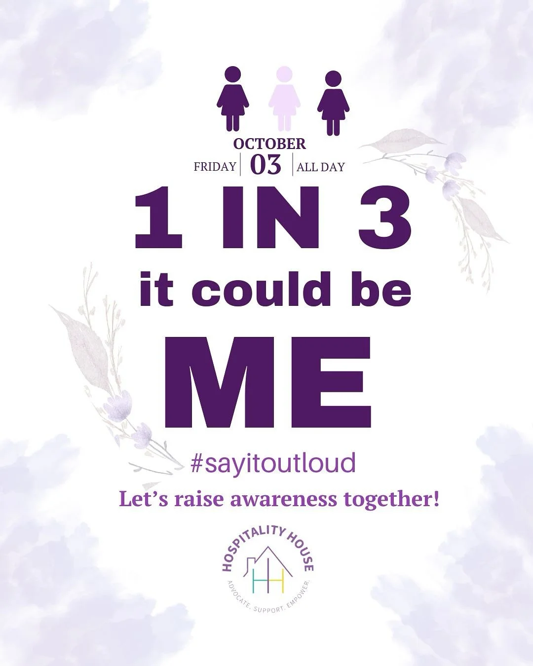 Today, we&rsquo;re raising awareness! 1 in 3 women and 1 in 9 men are victims of intimate partner violence. Our community is greatly impacted by this statistic. Hospitality House is in the fight to end the cycle of intimate partner violence here in R
