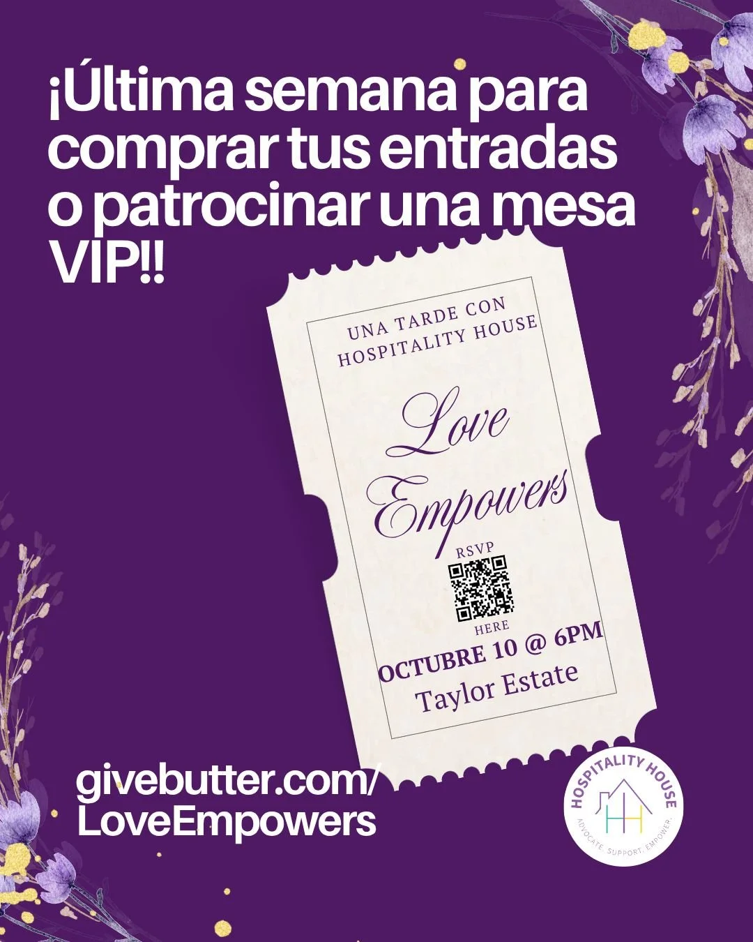 This is your LAST week to purchase tickets for Love Empowers. Be sure to join us for an evening with live music, survivor story, an auction by Dempsey Auction Co, and delicious meal and drinks by the Season Events. 

Friday, October 10th - support su