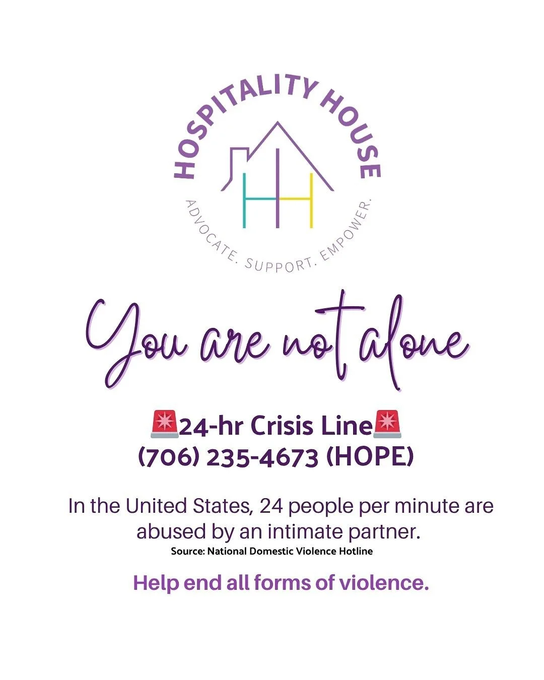 You can access our advocates 24/7 through our Crisis Line! 

If you or someone you know is experiencing domestic violence, call 706.235.4673 to speak to a trained advocate about how we can support you. Remember, if in an emergency situation, please c