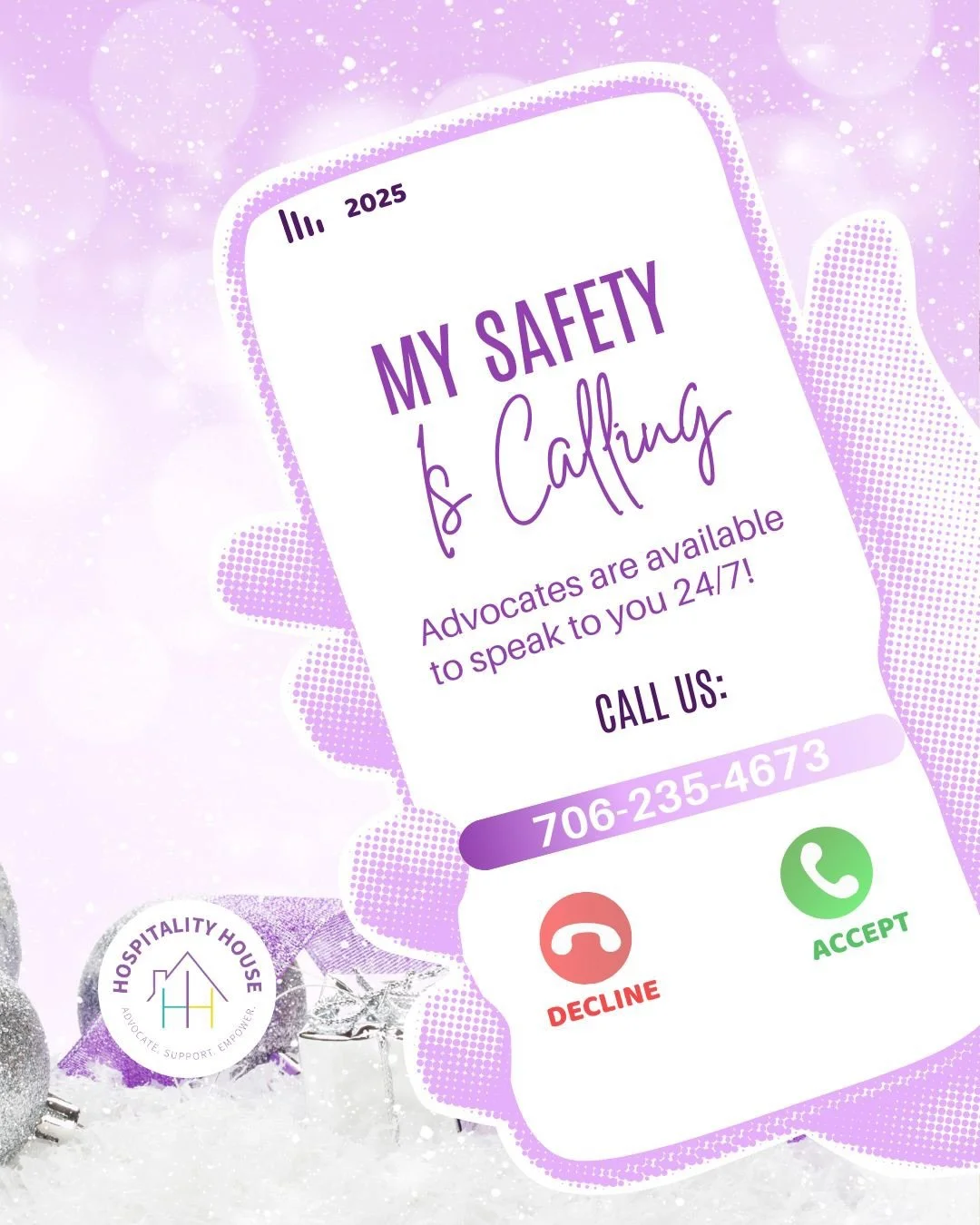 🎄Today&rsquo;s reminder:If the holidays feel heavy, remember you are not alone!

You can access our advocates 24/7 through our Crisis Line! If you or someone you know is experiencing domestic violence, call 706.235.4673 to speak to a trained advocat