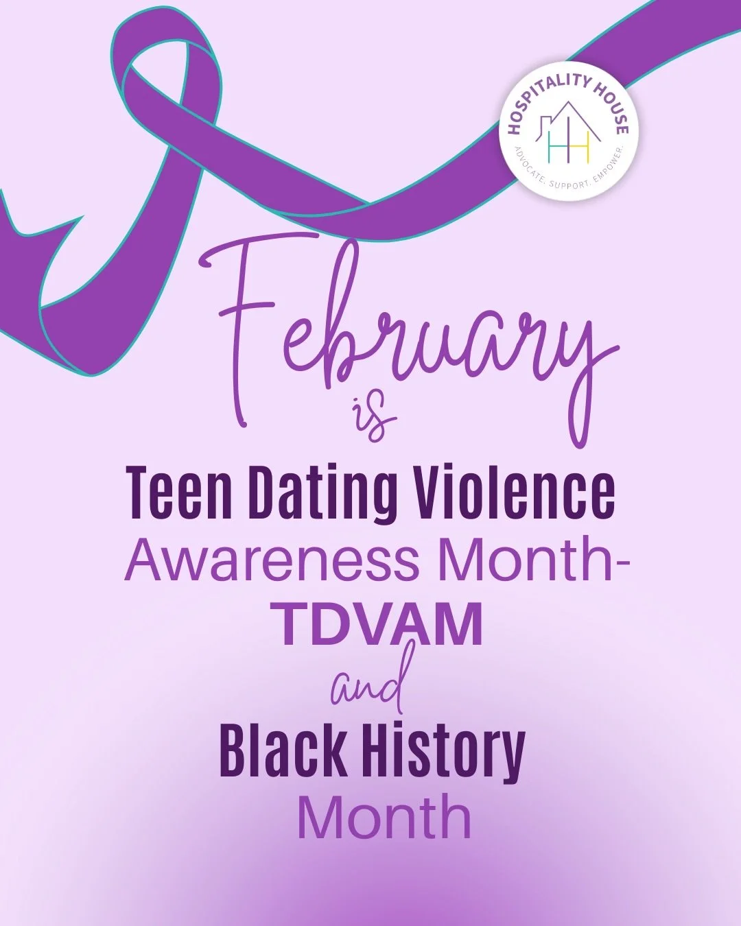 February is a time to reflect and take action. This month marks Teen Dating Violence Awareness Month and Black History Month. 

We emphasize prevention through education, and survivor-centered support. As we commemorate 100 years of Black History, we