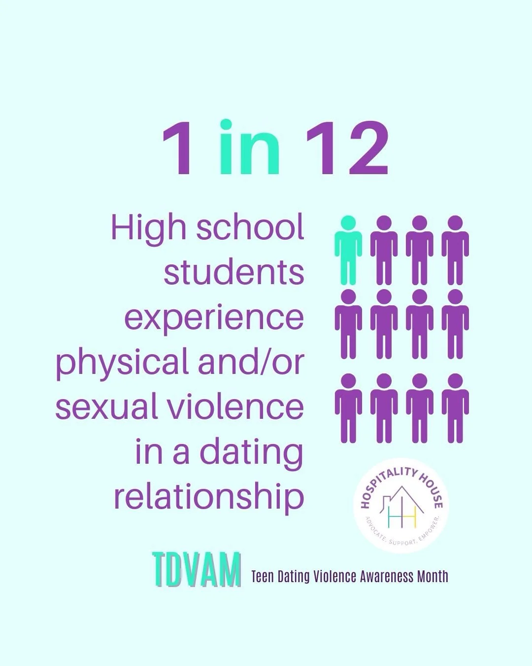 February is Teen Dating Violence Awareness Month!

1 in 12 high school students face dating violence. If you&rsquo;re in a similar relationship, know this: You are not alone. You are deserving of a healthy relationship! 

If you or someone you know n