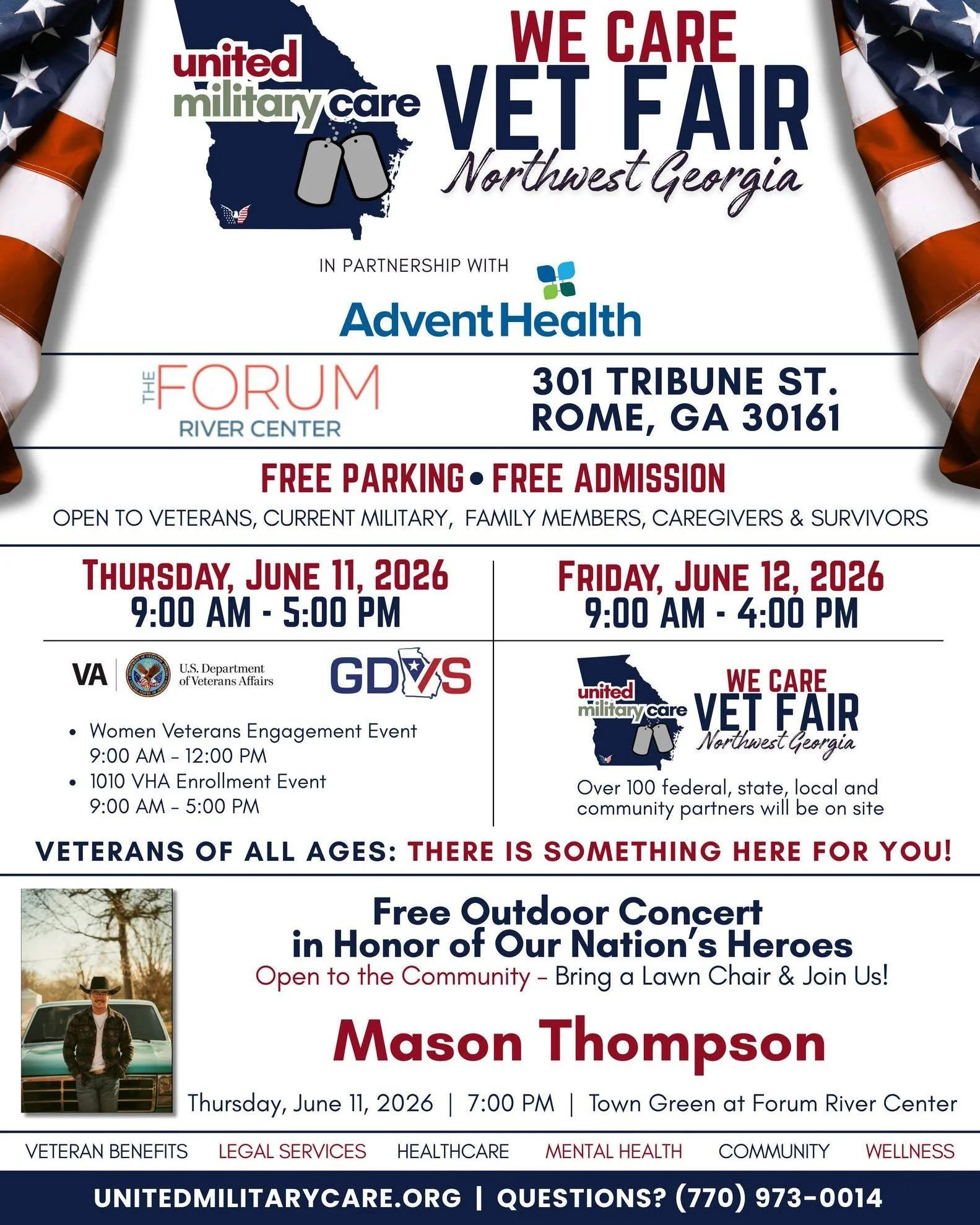 We're honored and excited to be part of next week's We CARE Vet Fair&trade;! Visit our table on Thursday and Friday, learn about programs, connect with resources, and say hi to our team.  Don't miss the FREE concert on Thursday evening!

Please share