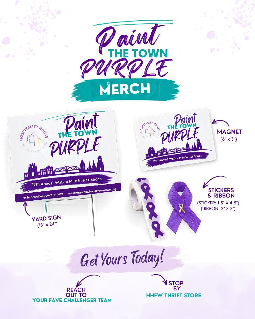 Want to Paint the Town Purple? Get your merch today! 💜
👉 Reach out to your favorite Challenger Team or stop by the Thrift Store to grab yours.

And here&rsquo;s why it matters: last year, your support helped make 8,612 nights of safe shelter possib
