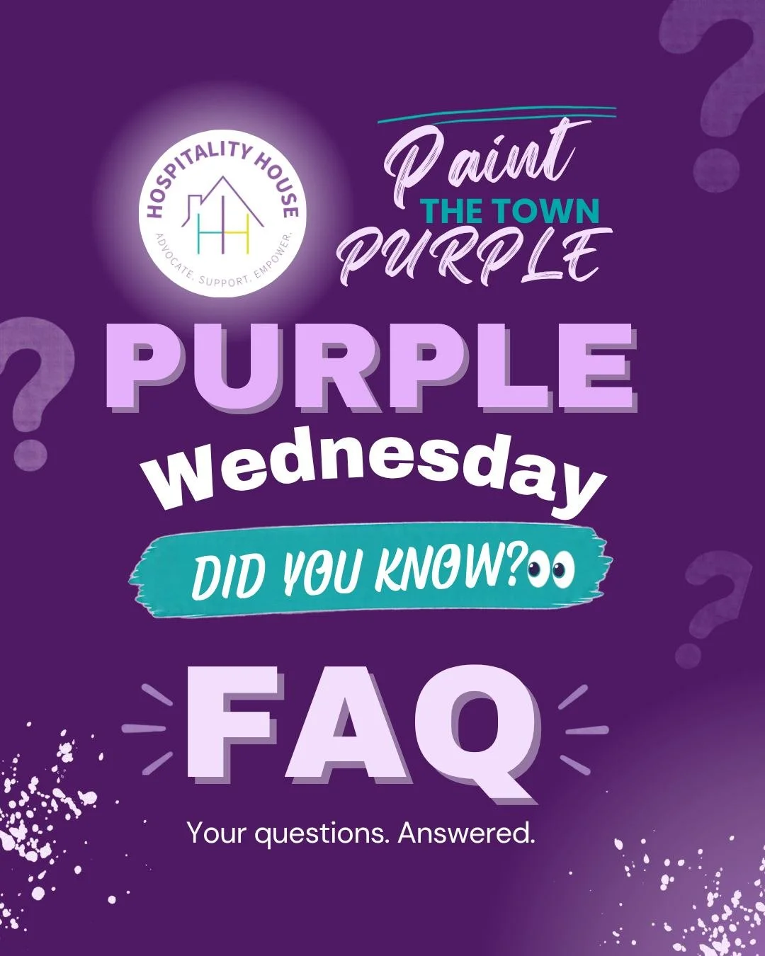 PURPLE WEDNESDAYS SERIES!
During Domestic Violence Awareness Month, we&rsquo;re using our Purple Wednesdays series to help our community learn more, ask questions, and better understand domestic violence and the services available to domestic violenc