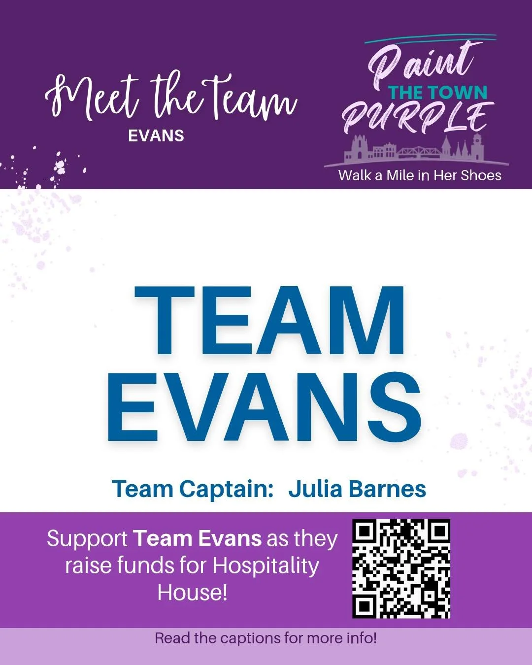✨PURPLE POWER: MEET TEAM EVANS✨
A special thank you to Julia Barnes, our Team Captain, and Team Evans for standing with Hospitality House for Women to support survivors of domestic violence.

We&rsquo;re grateful to have your team standing with us to