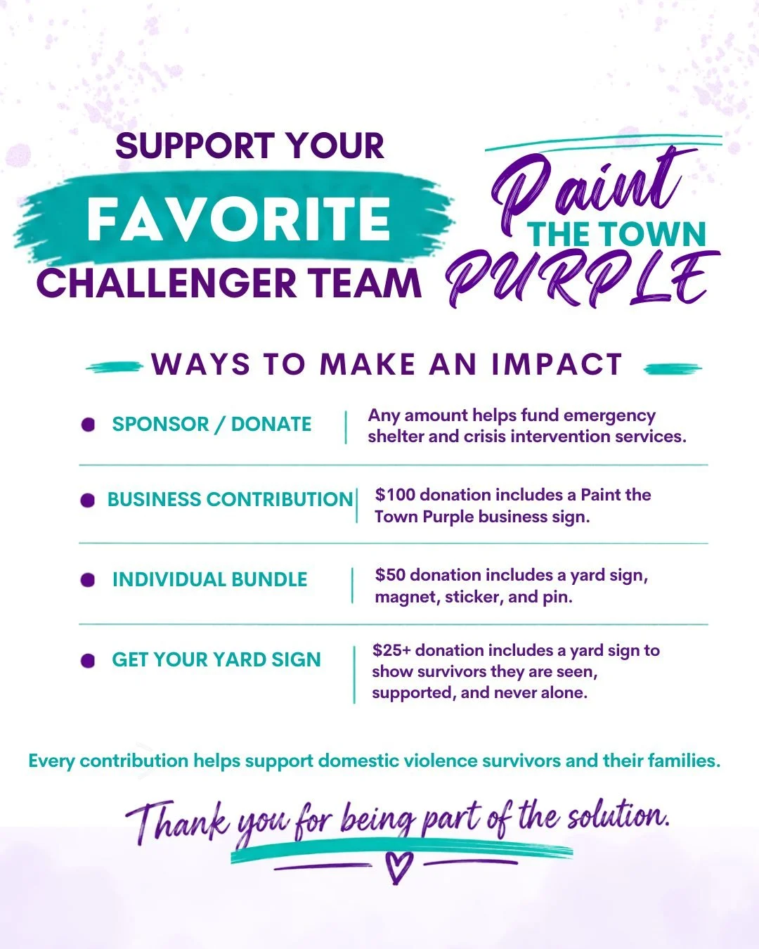 Rome, if you know, you know! 
It&rsquo;s time to show your favorite Challenger Team some love. Reach out to your team directly or select your favorite through Givebutter: https://givebutter.com/PTP2026

The team that raises the most funds will be nam