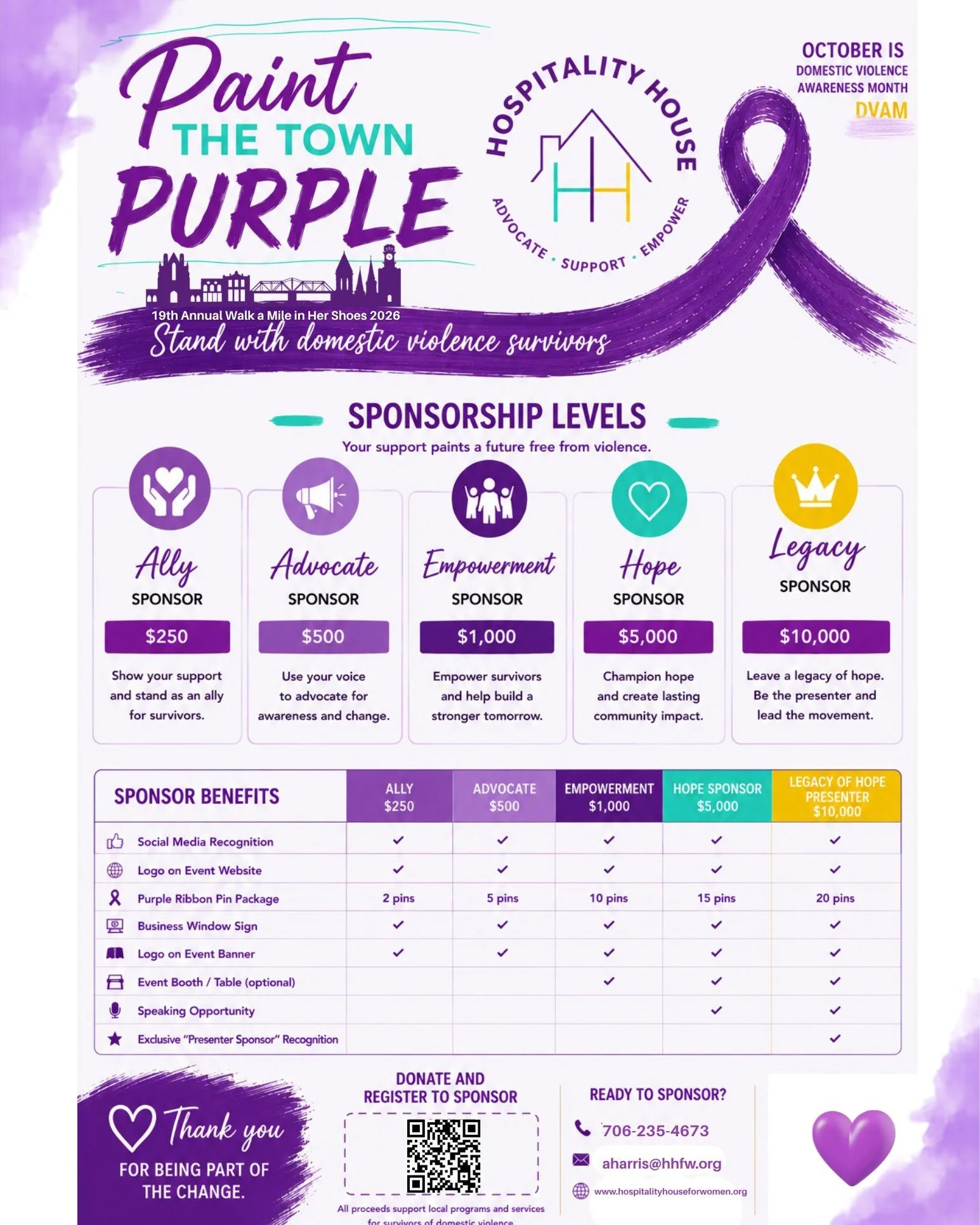 Only 2 days to go!

Join us this Saturday for Walk a Mile in Her Shoes! You can still sponsor, donate, support your favorite Challenger Team, or contribute financially to help domestic violence survivors. 

🔗 https://givebutter.com/PTP2026
...

&iex