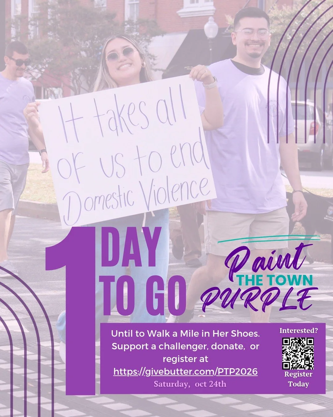 Walk a Mile in Her Shoes (WAM) is just 1 day away! 

Join us for the 19th Annual WAM tomorrow, October 24 at 11 AM at Sara Hightower Library!

Register, donate, support your fave challenger, or learn more  today by visiting the link: https://givebutt
