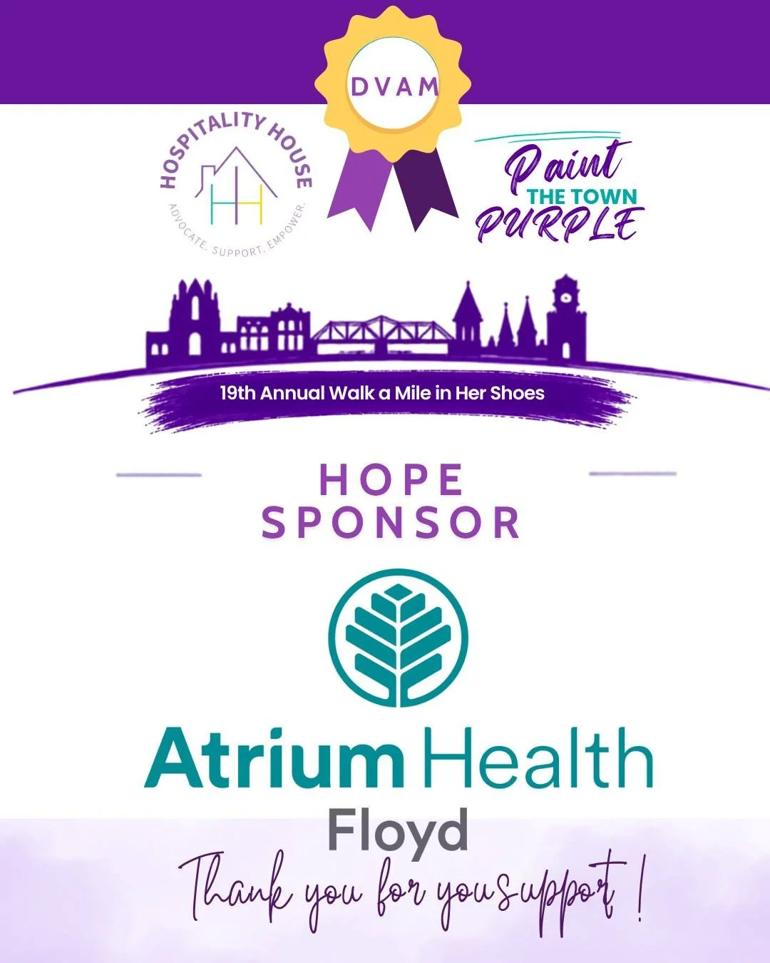 Our 19th Annual Walk a Mile in Her Shoes was more than a walk, it was a powerful reminder that domestic violence survivors are not alone. 

Behind every step toward change is a community that cares. Thank you to our amazing sponsors for helping us Pa