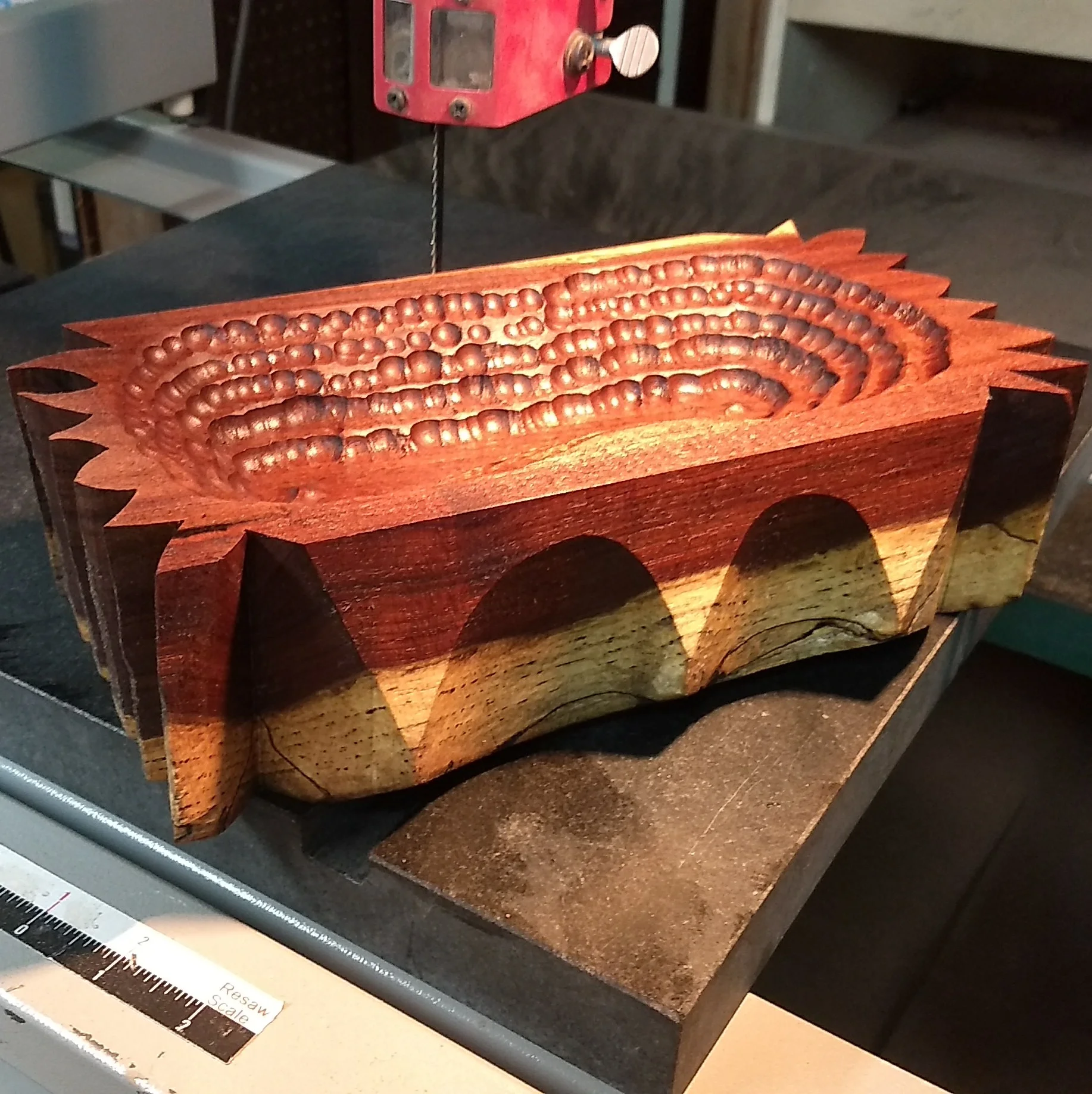 Carved walnut bowl with jagged ends