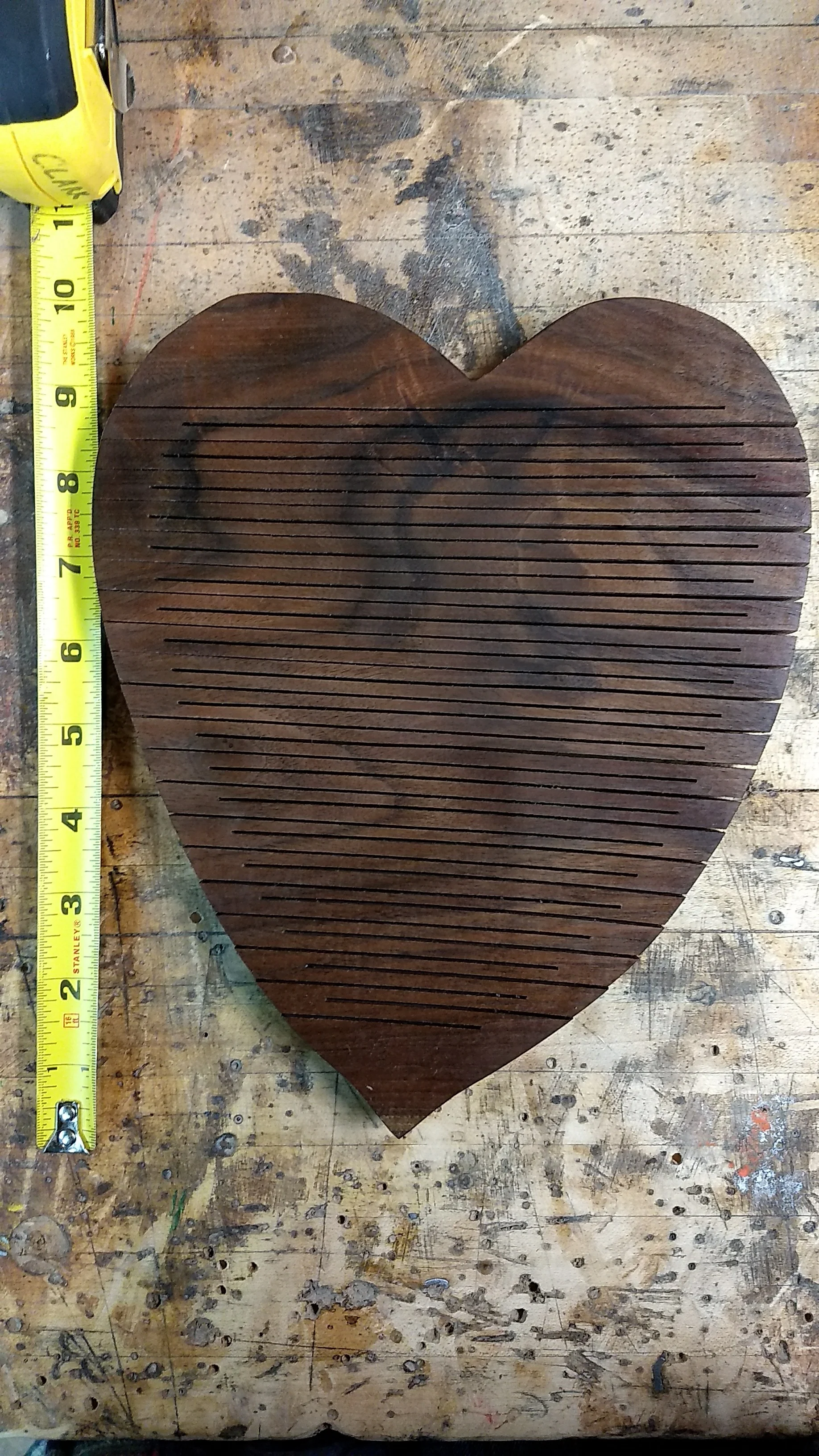 Flexible trivet, walnut, heart shape