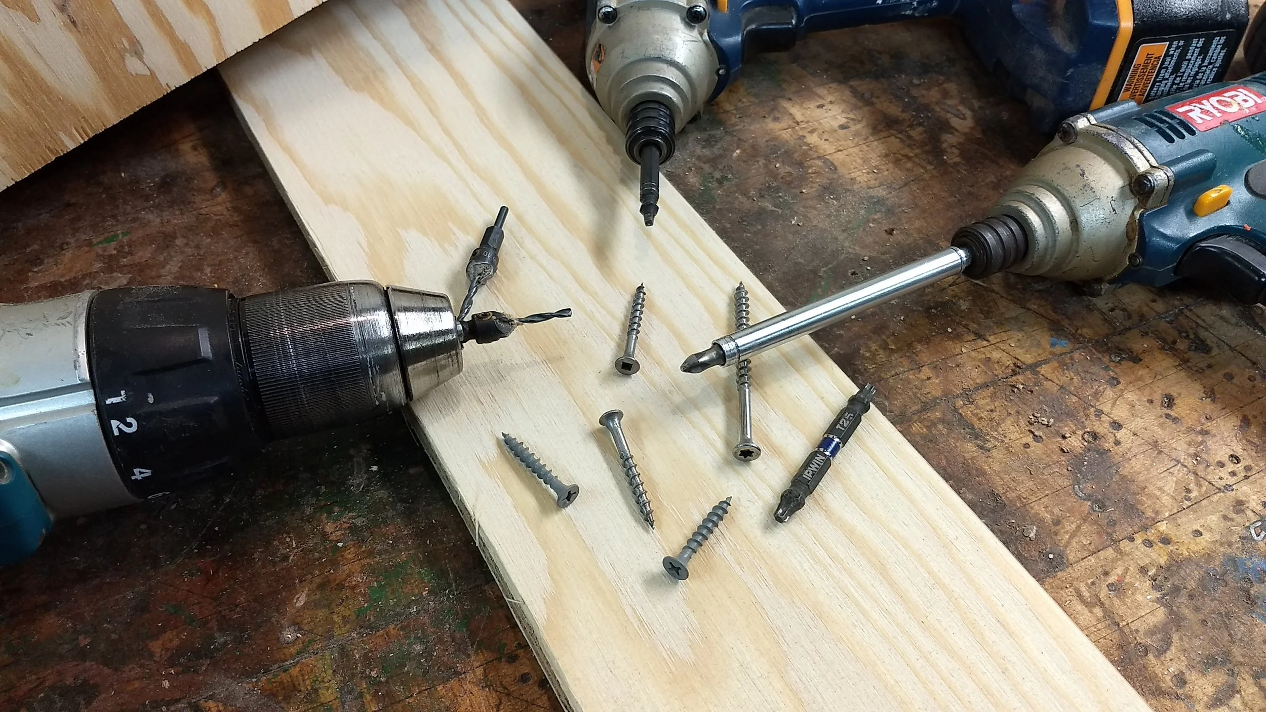 Various screw types are needed. A #10 countersink bit, square & star drives, plus good old Philips are being used. Most are made of stainless steel, and any others are rustproof.