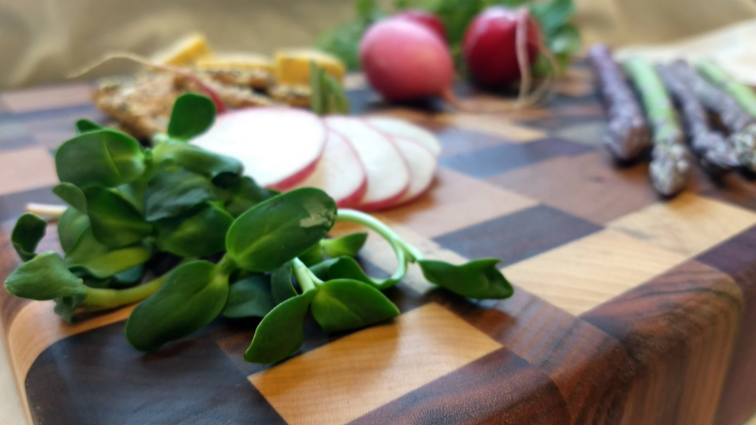 Microgreens on Butcher Block