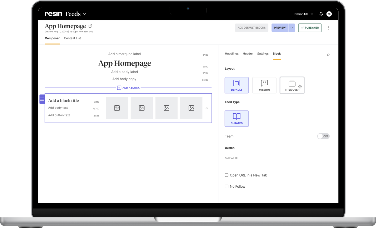 CMS Workflows for Delish App
