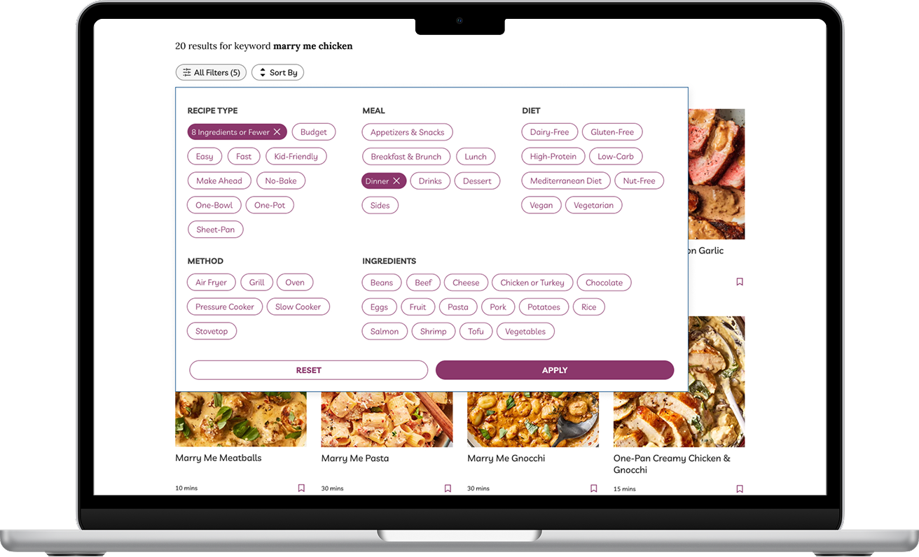 Faceted Search - Delish & The Pioneer Woman