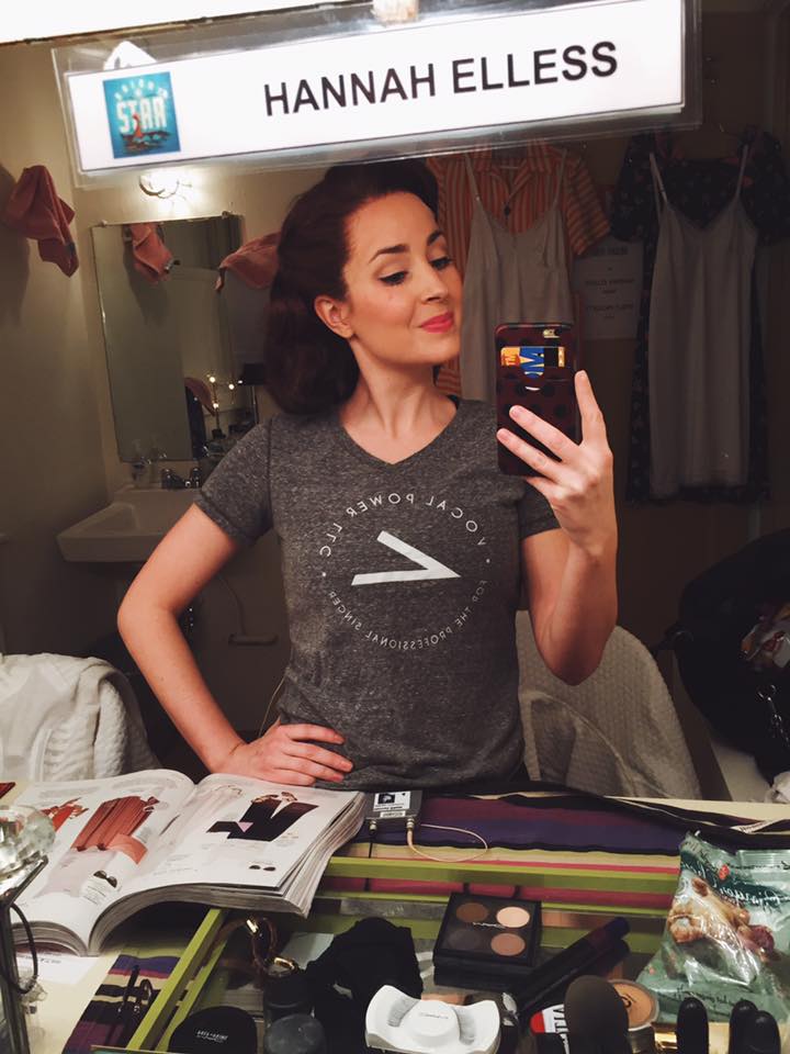   Hannah Ellis wearing her Vocal Power shirt! She is one of the stars of the new Broadway musical BRIGHT STAR!  