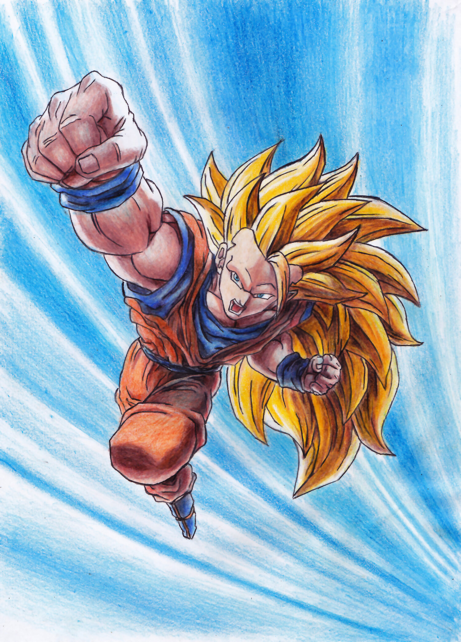 Como Desenhar Goku ssj Blue 3D - How to draw Goku ssj Blue 3D 