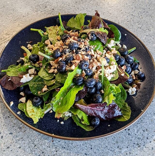 Happy Valentines weekend and President's day! 
We will be closed all day today Sunday for a private event but will be back open for normal business hours on Tuesday!  Our new crunchy blueberry salad with roasted almonds, fresh blueberries, balsamic d