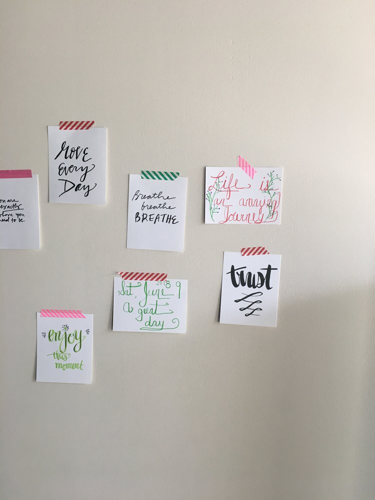  Mantra cards from our yoga and hand lettering class 