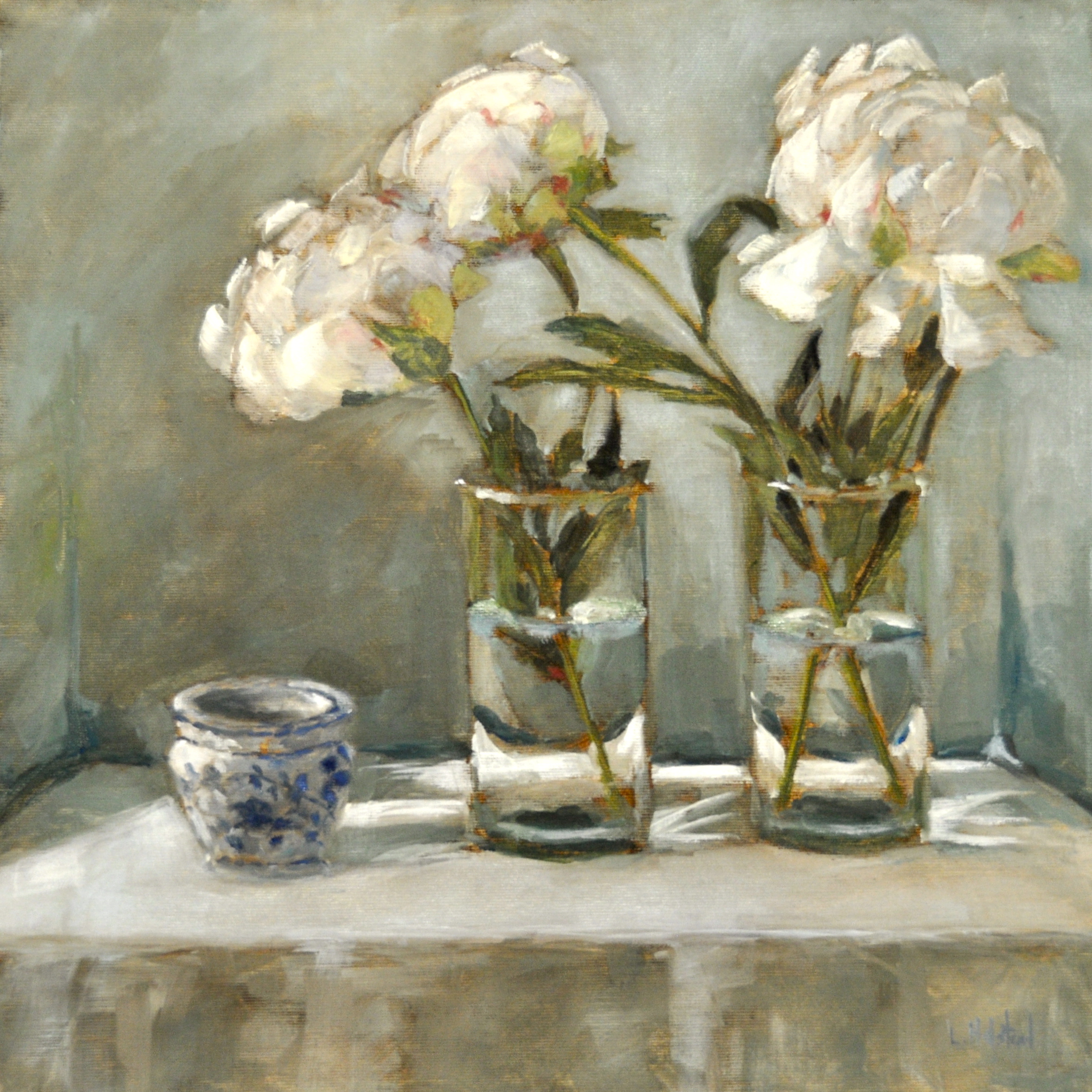 Three Peonies, Oil on Linen, 20 x 20, private collection