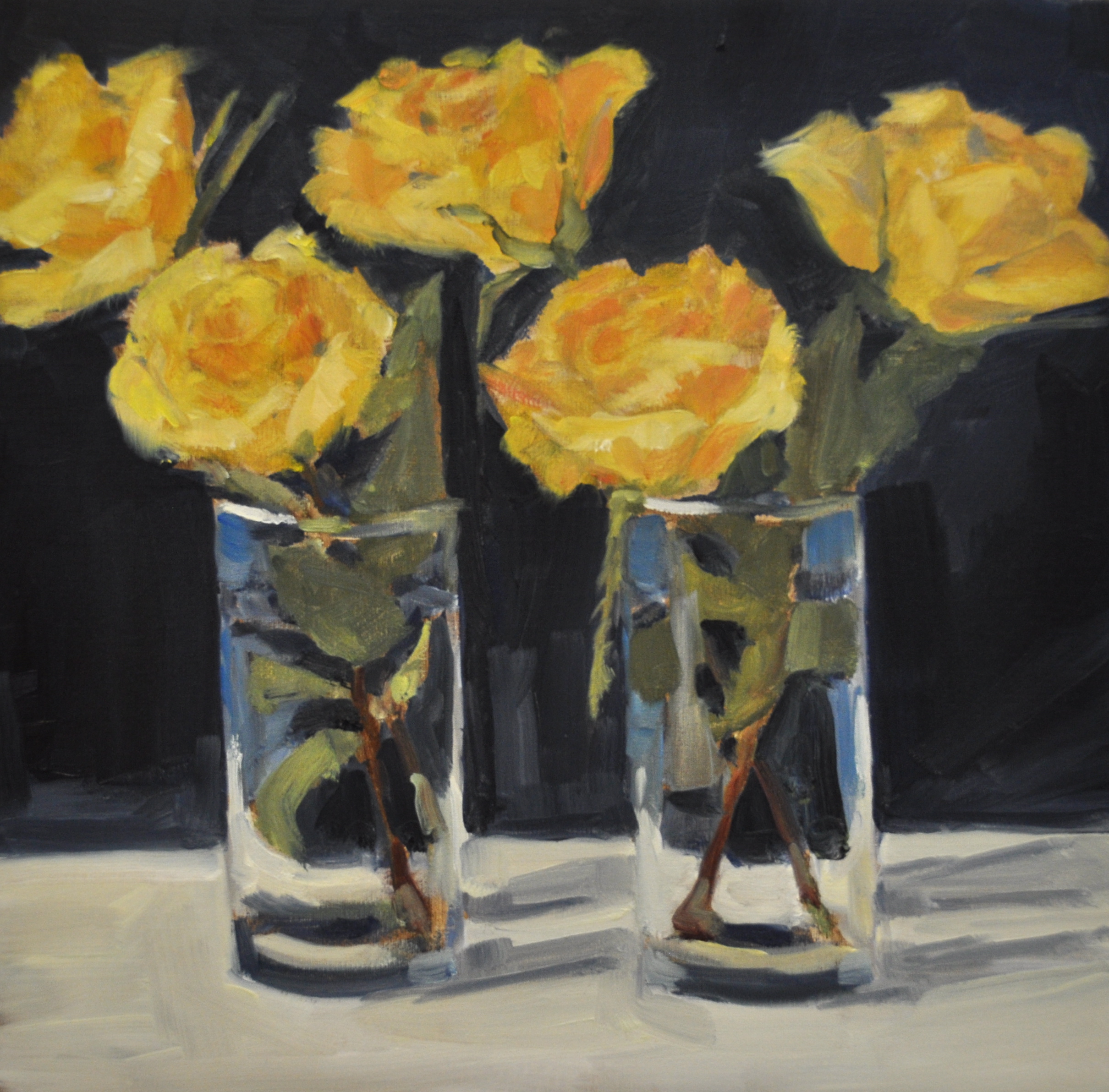 Five Yellows, Oil on Linen, 12 x 12, private collection