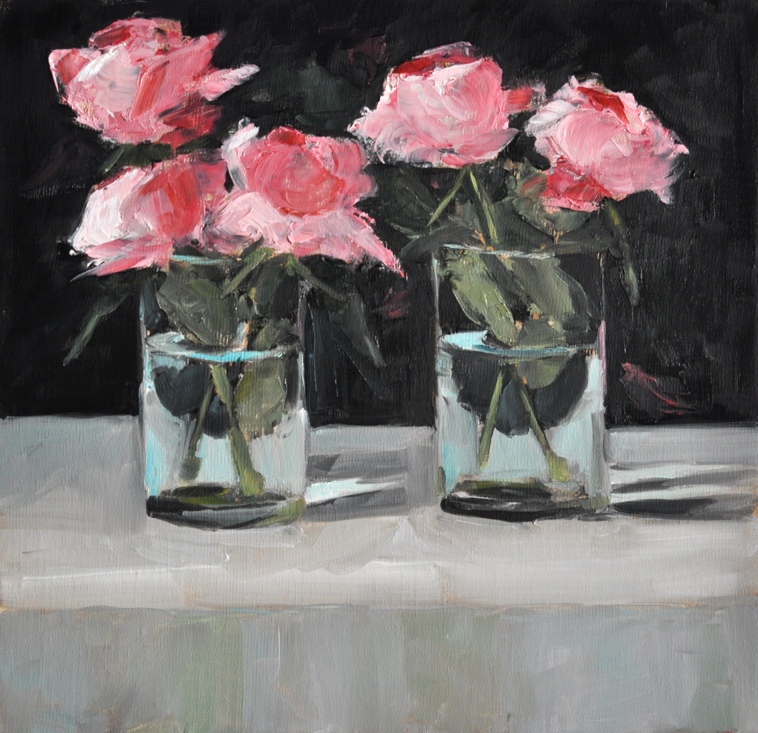 Five Pinks, Oil on Linen, 12 x 12, private collection