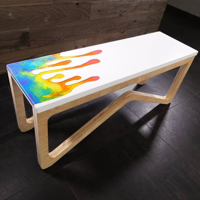Full build video for the Epoxy Crayon 🖍️🖍️ and White Concrete bench is live on YouTube now! This was a collaboration with @shaunboydmadethis who designed this sexy legs 🦵🦵 the design is a bit whimsical but was a ton of fun...Shaun and I had a bla