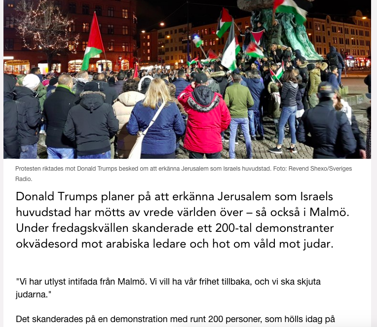 Skärmdump från Sveriges Radios hemsida.