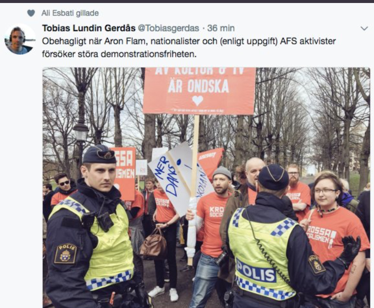 Skärmdumpen av en av Tobias Lundin Gerdås tweets.